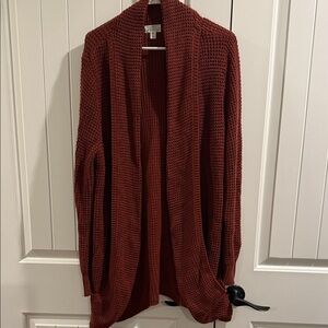 Cozy Rust Open-Front Cocoon Sweater